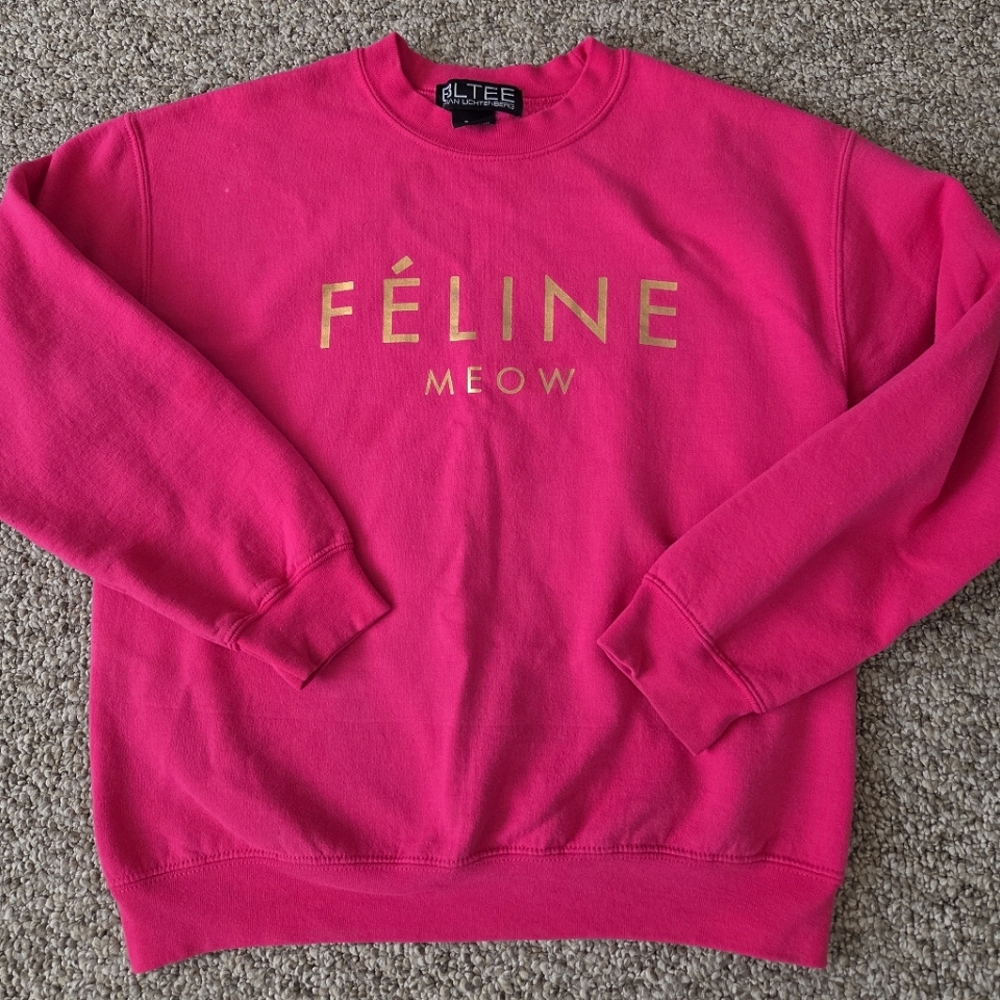 Meow Pink Crew Neck Sweater